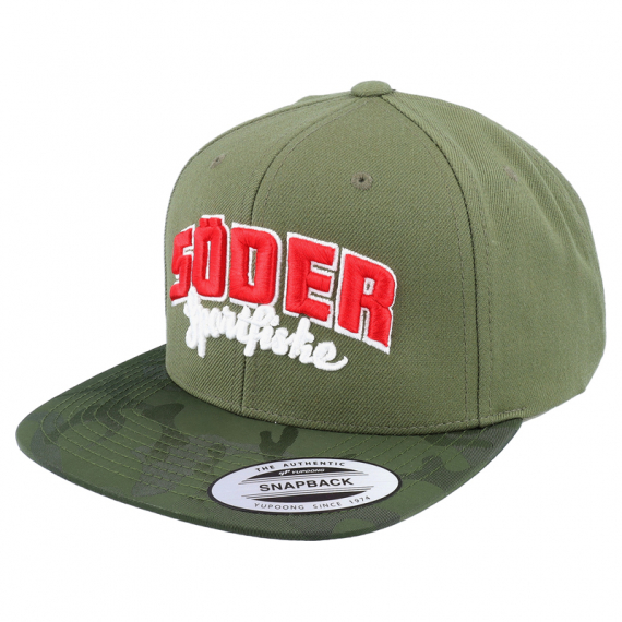 Söder Sportfiske Snapback Camo Olive - Original Logo i gruppen Kläder & Skor / Kepsar & Huvudbonader / Kepsar / Snapbackkepsar hos Sportfiskeprylar.se (HS1001133-OL)