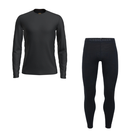 Icebreaker Mens 200 Oasis LS Crewe & Leggings Black i gruppen Kläder & Skor / Kläder / Underställ & Underkläder / Underställsset hos Sportfiskeprylar.se (IVEBREAKERSET)