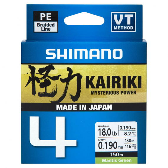 Shimano Kairiki 4, 150m Mantis Green - 0.215mm 16.7kg i gruppen Superdeals hos Sportfiskeprylar.se (LDM54TE2521515G)