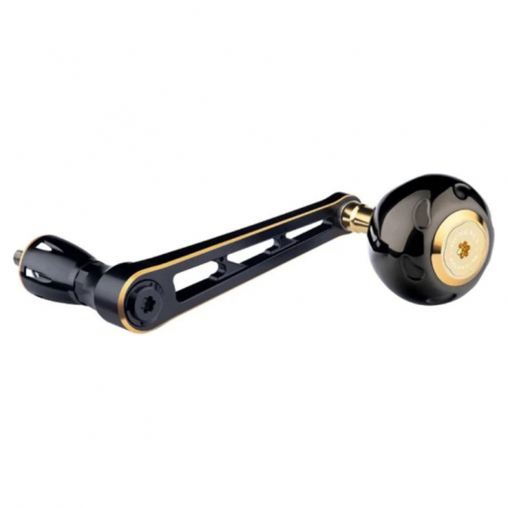 Gomexus 90mm Aluminium Power Handle with 45mm Titanium Knob - Black & Gold i gruppen Fiskerullar / Tillbehör Fiskerullar / Vevhandtag hos Sportfiskeprylar.se (LYS90TB45BKGD)