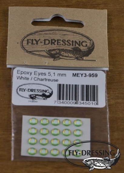 Epoxy Eyes 5,1mm, White/Chartreuse i gruppen Krok & Småplock / Flugbindning / Flugbindningsmaterial / Ögon hos Sportfiskeprylar.se (MEY3-959)