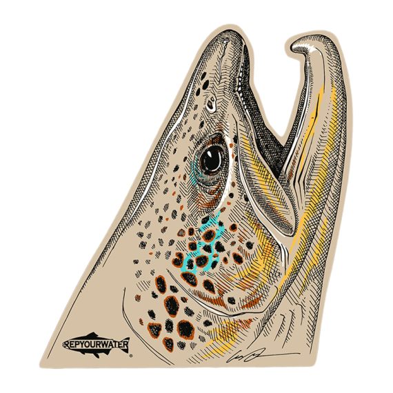 RepYourWater Sticker - Rising Brown i gruppen Övrigt / Klistermärken & Dekaler hos Sportfiskeprylar.se (NFD9720)