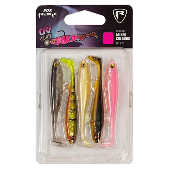 Fox Rage Slick Shad UV mixed colour pack 5-pack i gruppen Fiskedrag / Betespaket hos Sportfiskeprylar.se (NMC008r)