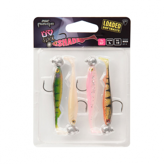 Fox Rage UV Slick Shad Loaded Mix Packs (4-pack) i gruppen Fiskedrag / Jiggar & Gummibeten / Abborrjiggar & Gösjiggar hos Sportfiskeprylar.se (NMC023r)