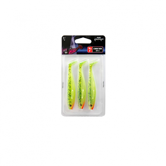 Fox Rage Pro Shad 10 cm / 4\'\' UV Lemontiger 3-pack i gruppen Fiskedrag / Jiggar & Gummibeten / Abborrjiggar & Gösjiggar hos Sportfiskeprylar.se (NPS021)