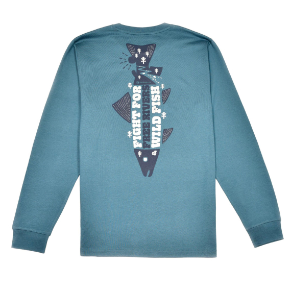Frödin \'Free Rivers & Wild Fish\' Long-Sleeve T-Shirt - Earth Blue i gruppen Kläder & Skor / Kläder / Tröjor / Långärmade T-shirts hos Sportfiskeprylar.se (OT-FRLSBLr)