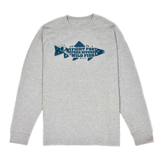 Frödin \'Free Rivers & Wild Fish\' Long-Sleeve T-Shirt - Heather Grey i gruppen Kläder & Skor / Kläder / Tröjor / Långärmade T-shirts hos Sportfiskeprylar.se (OT-FRLSGLr)
