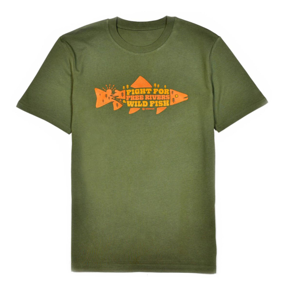 Frödin \'Free Rivers & Wild Fish\' T-Shirt - Khaki Green i gruppen Kläder & Skor / Kläder / T-shirts hos Sportfiskeprylar.se (OT-FRLr)