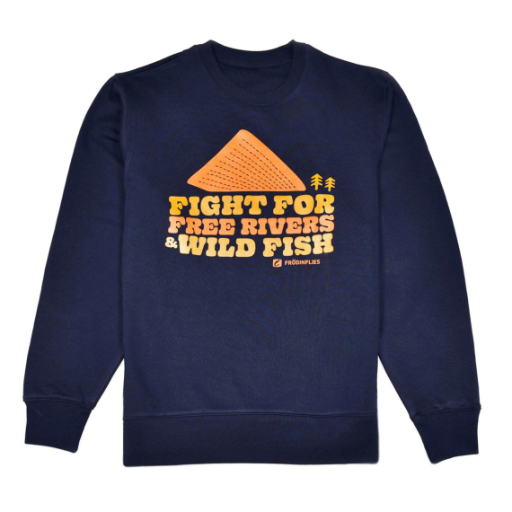 Frödin \'Free Rivers & Wild Fish\' Sweatshirt - Navyv Blue i gruppen Kläder & Skor / Kläder / Tröjor / Sweatshirts hos Sportfiskeprylar.se (OT-FRSLr)