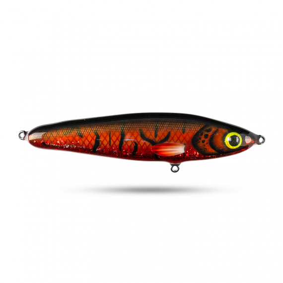 Pineslope Lures Beef Jerky Shallow 22cm, 130g - Röd/Svart Glitter i gruppen Fiskedrag / Handgjorda Beten / Handgjorda Jerkbaits hos Sportfiskeprylar.se (PSLBJS22-8)