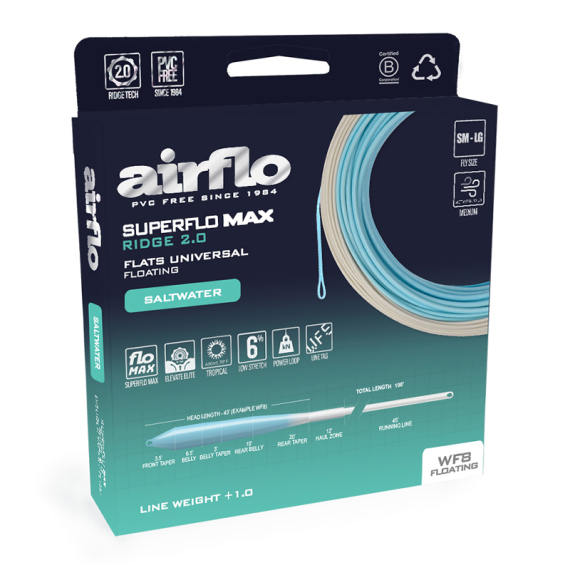 Airflo Superflo Max Ridge 2.0 Flats Universal Floating Fly Line i gruppen Fiskelinor / Flugfiskelinor / Enhandslinor hos Sportfiskeprylar.se (SMR-FU-WF6F-SK-CLr)
