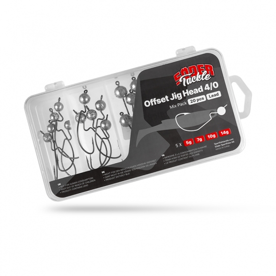 Söder Tackle Offset Jig Head Big Pack (20-pack) - 4/0 (5g, 7g, 10g, 14g) i gruppen Krok & Småplock / Jiggskallar / Offset Jiggskallar hos Sportfiskeprylar.se (ST-LOJH)