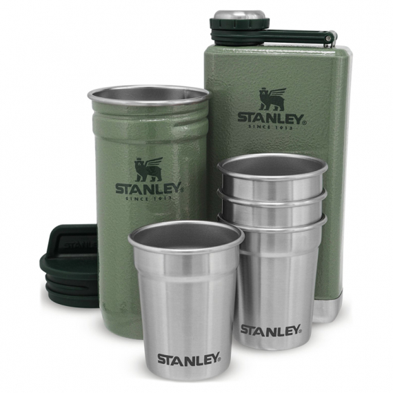 Stanley The Pre-Party Shotglass + Flask Set - Hammertone Green i gruppen Outdoor / Friluftskök & Redskap / Koppar & Muggar / Koppar hos Sportfiskeprylar.se (ST1001883034)