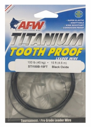 Titanium Tooth Proof, Single Strand Leader Wire, 100 lb (46 kg) i gruppen Krok & Småplock / Tafsar & Tafsmaterial / Tafsmaterial / Wire hos Sportfiskeprylar.se (STI100B-15FT)