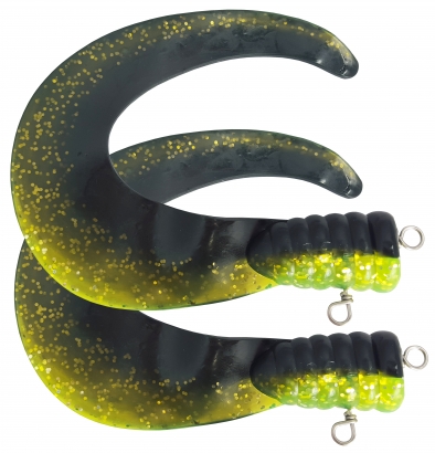 SvartZonker Big Tail (2-pack) - C22 Black/Chartreuse i gruppen Fiskedrag / Jiggar & Gummibeten / Extra Tails & Curlys hos Sportfiskeprylar.se (SZ101122)