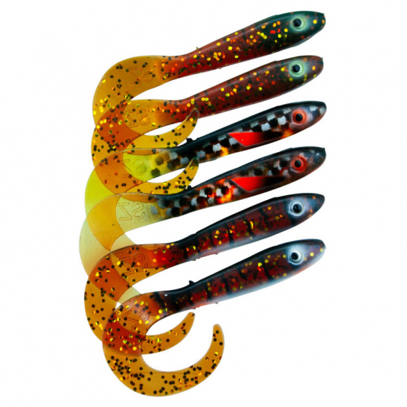 Svartzonker McRubber Tail 11cm Mix (6-pack) - Motoroil i gruppen Fiskedrag / Jiggar & Gummibeten / Abborrjiggar & Gösjiggar hos Sportfiskeprylar.se (SZ103250)