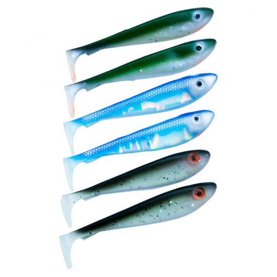Svartzonker McRubber Shad 9cm Mix (6-pack) - Baitfish i gruppen Fiskedrag / Jiggar & Gummibeten / Abborrjiggar & Gösjiggar hos Sportfiskeprylar.se (SZ103553)