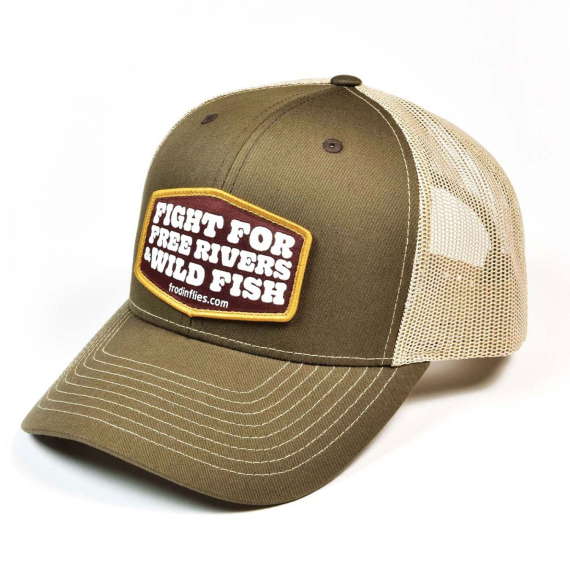 Frödin \'Free Rivers & Wild Fish\' Trucker Hat – Brown/Tan i gruppen Kläder & Skor / Kepsar & Huvudbonader / Kepsar / Truckerkepsar hos Sportfiskeprylar.se (TH-FBT)