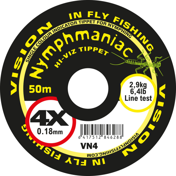 Vision Nymphmaniac Hi-Viz Yellow Tippet 50m i gruppen Krok & Småplock / Tafsar & Tafsmaterial / Tafsmaterial / Tafsmaterial Flugfiske hos Sportfiskeprylar.se (VN3r)