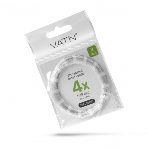 VATN Trout Pre-Looped Tapered Leader 9\' (3-pack) i gruppen Krok & Småplock / Tafsar & Tafsmaterial / Färdiga Tafsar / Taperade Flugfisketafsar hos Sportfiskeprylar.se (VTN31Xr)