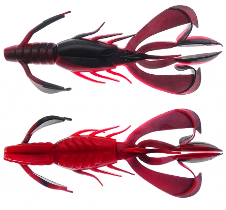 PerchFight Crayfish 4.4\'\' 5-Pack , Red And Black i gruppen Fiskedrag / Jiggar & Gummibeten / Kräftor & Creaturebaits / Kräftjiggar hos Sportfiskeprylar.se (Z-PC44-RB)