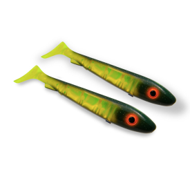 SvartZonker McRubber 21cm Flash Series (2-pack) - Black Chartreuse