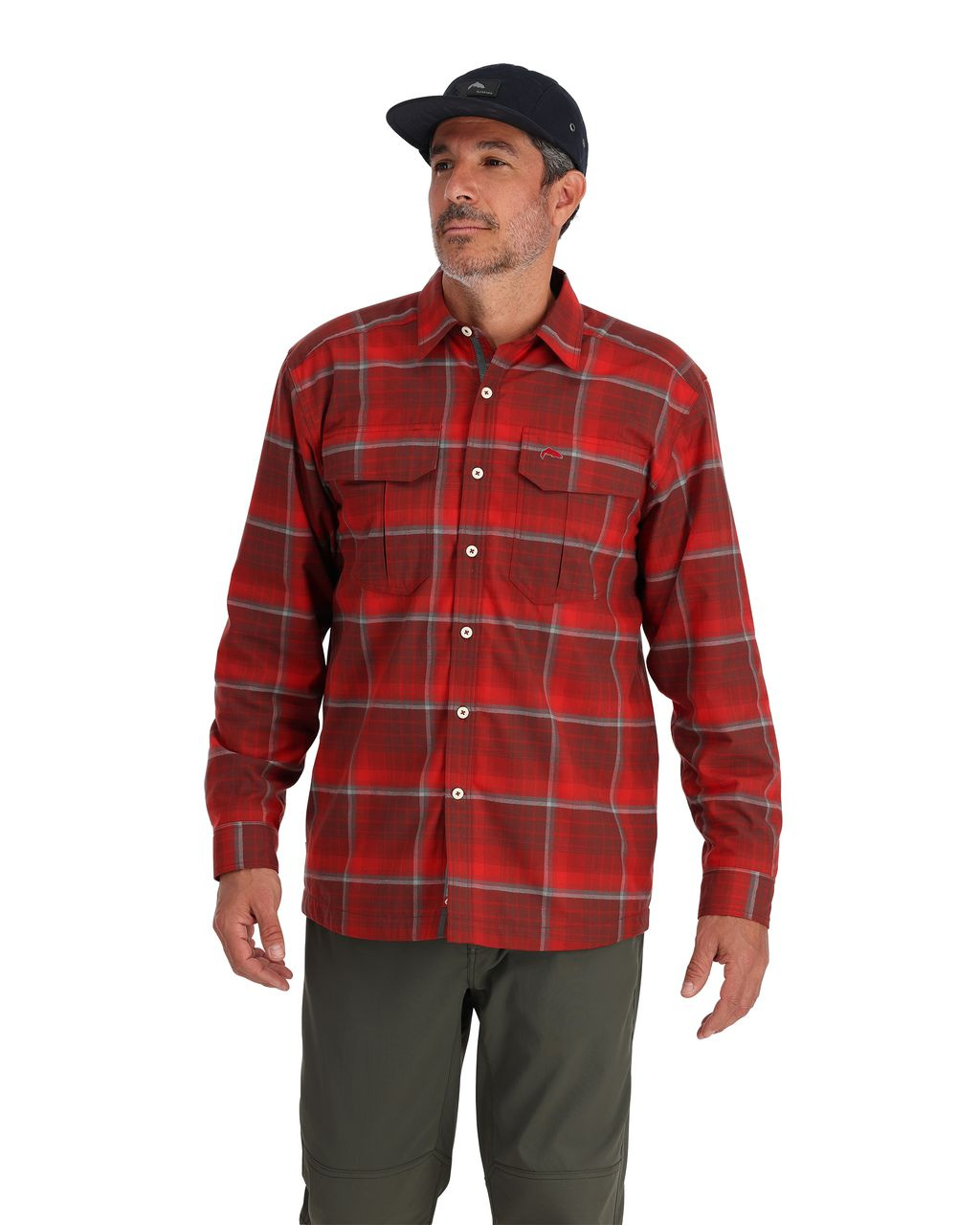 Simms ColdWeather Shirt Cutty Red Asym Ombre Plaid Sportfiskeprylar.se