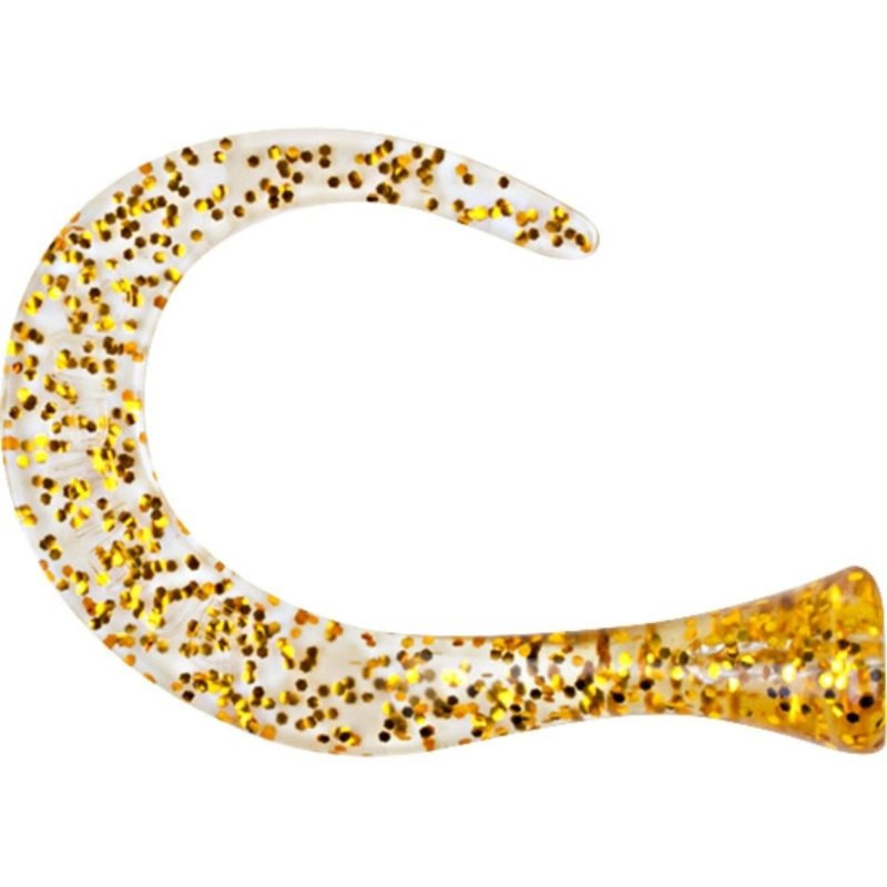 TrueGlide Guppie Tail Jr, 3 curly / 1 paddle, Gold/Gold Glitter