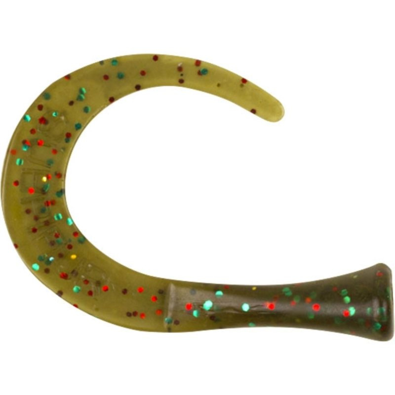 Guppie Tail Jr, 3 curly / 1 paddle, Moss Green Glitter