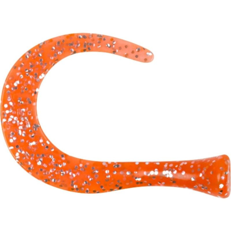 TrueGlide Guppie Tail Jr, 3 curly / 1 paddle, Orange/Silver Glitter