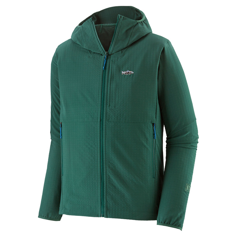 Patagonia M\'s R1 TechFace Fitz Roy Trout Hoody, Conifer Green