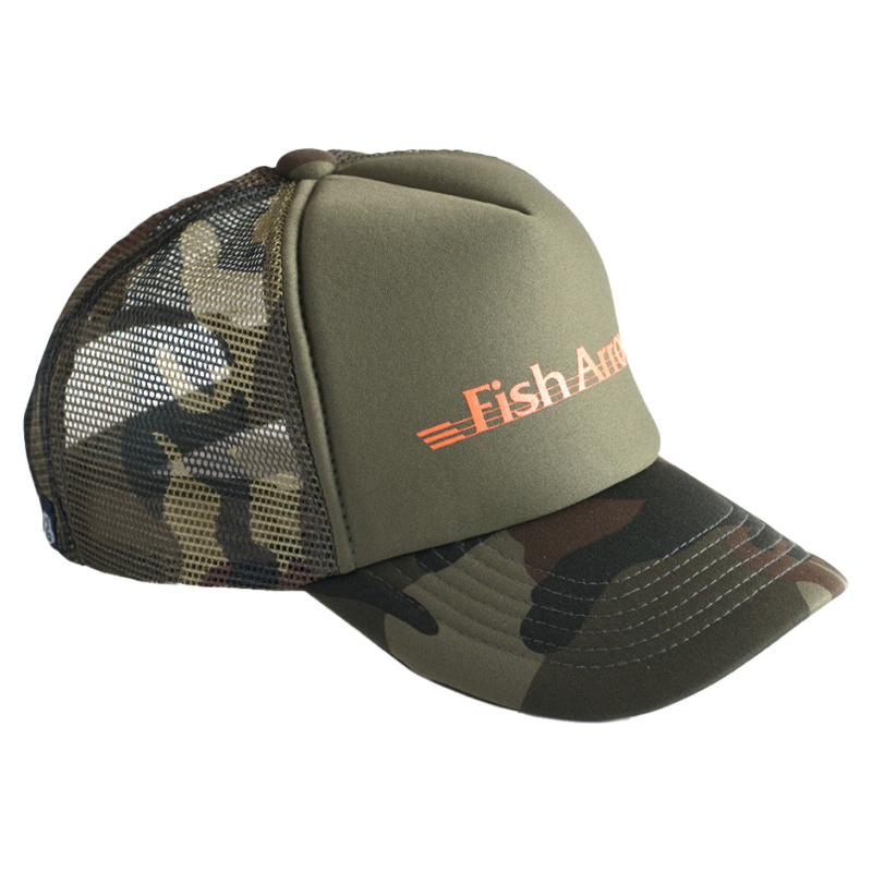 Fish Arrow Mesh Cap Green Camo/Orange logo