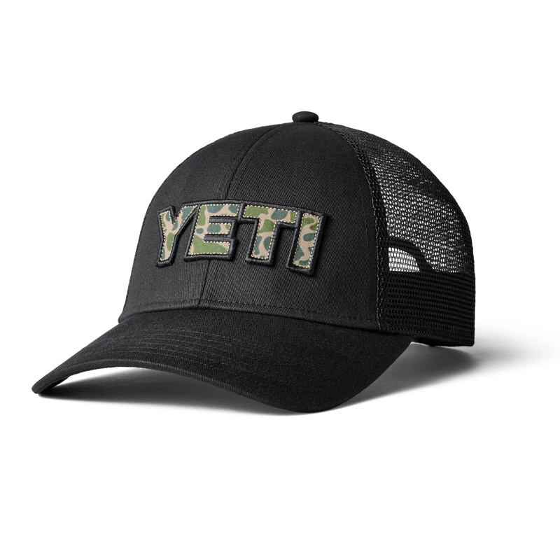 Yeti Camo Logo Badge Low Pro Trucker Hat Black