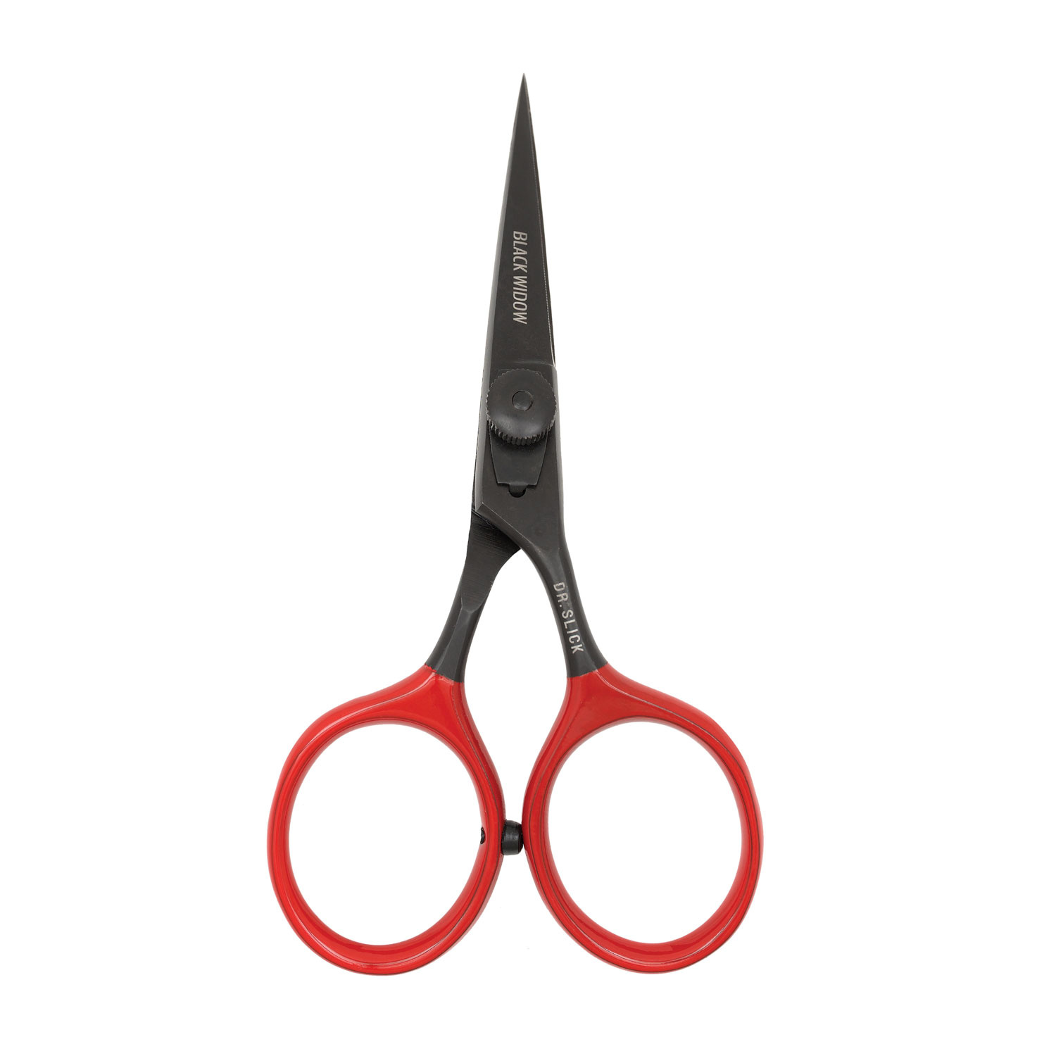 DR Slick SR45BW Black Widow Hair Razor Scissor 4-1/2\'\' Bent Shaft Black and Red