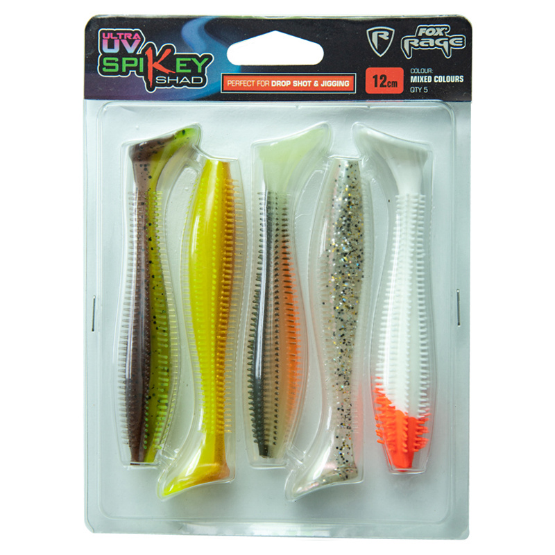 Fox Rage Spikey Shad 9cm (5-pack) - Mixed UV Pack