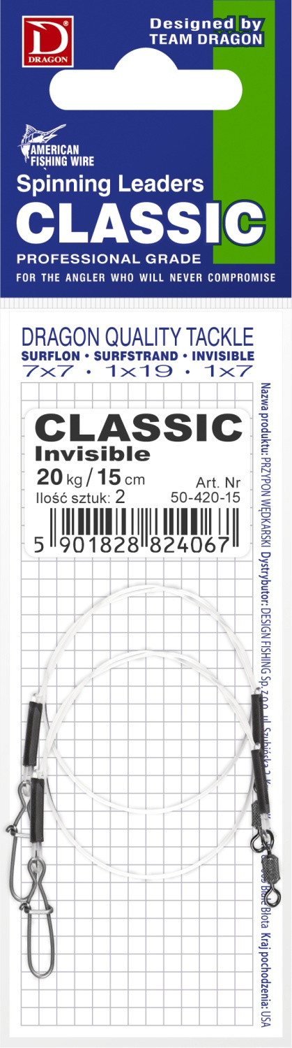 Dragon Invisible Fluorocarbon 20kg Classic 40cm 2-pack