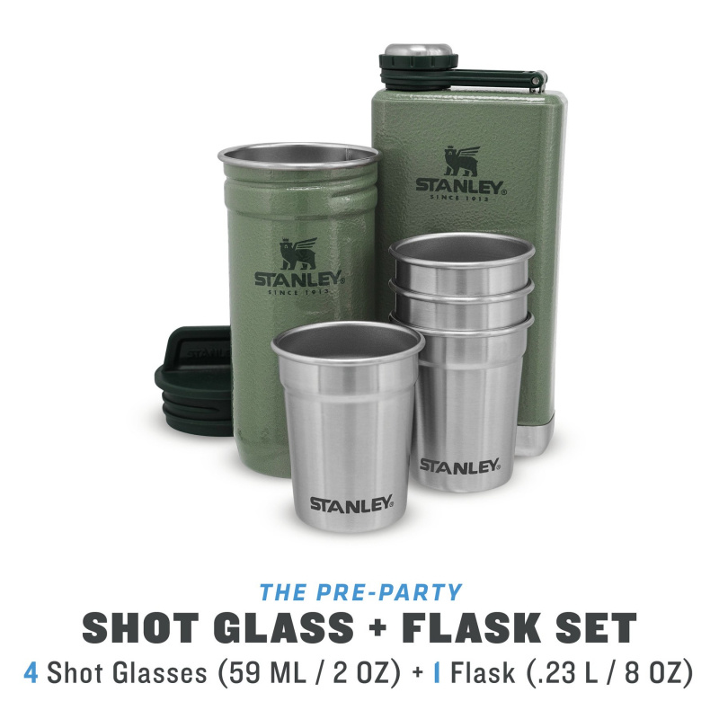 Stanley The Pre-Party Shotglass + Flask Set - Hammertone Green