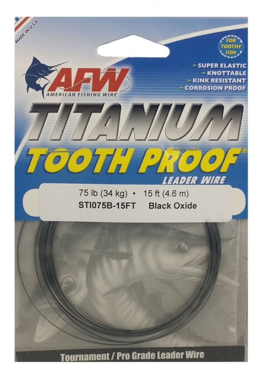 Titanium Tooth Proof, Single Strand Leader Wire, 75 lb (34 kg)